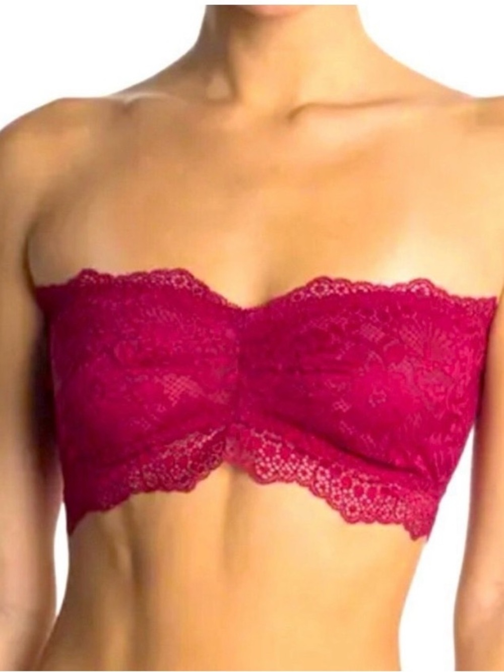 Free People Lace Strapless Bandeau - Raspberry NEW SZ XS strapless